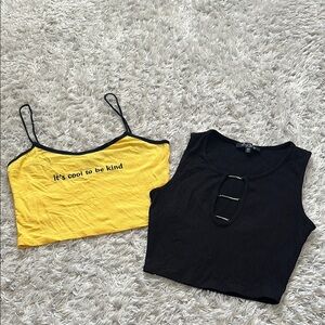 Yellow and Black Women's Tops Set